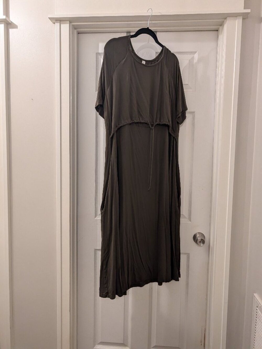 Latched Mama Drawstring Midi Nursing Dress-olive